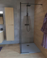 SAT Walk-in ścianka prysznicowa Walk‑in- 90 cm w kolorze czarnym z przezroczystym szkłem bez wzoru
