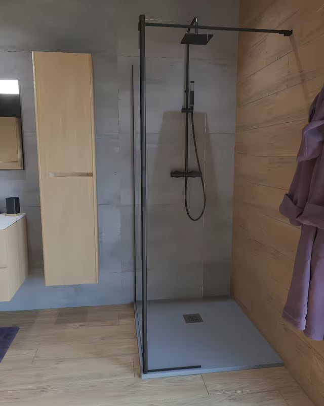 SAT Walk-in ścianka prysznicowa Walk‑in- 90 cm w kolorze czarnym z przezroczystym szkłem bez wzoru