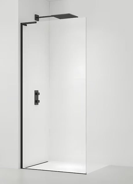 SAT Walk-in ścianka prysznicowa Walk‑in- 90 cm w kolorze czarny mat z przezroczystym szkłem