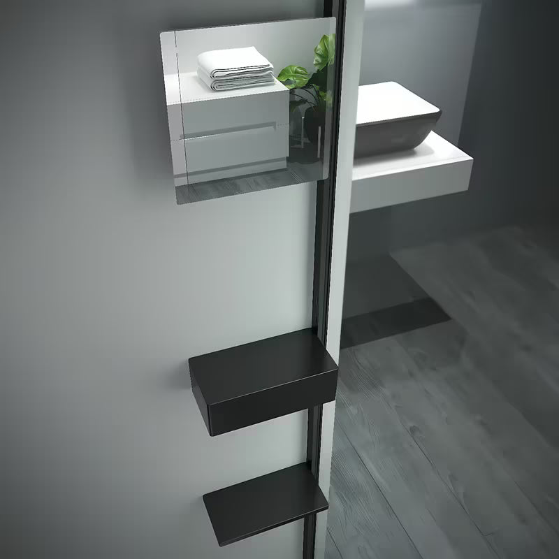 Czarne mocowanie profilowe SAT Walk-in pro akcesoria z profilem bocznym i listwą dolną