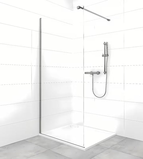 Ramię stabilizujące SAT Walk-In z powłoką PVD w kolorze gun-metal pro walk-in do ścianki prysznicowej.