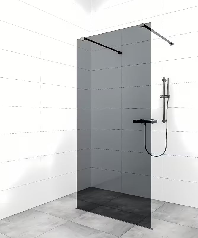 Ramię stabilizujące SAT Walk-In z powłoką PVD w kolorze gun-metal pro walk-in do ścianki prysznicowej.