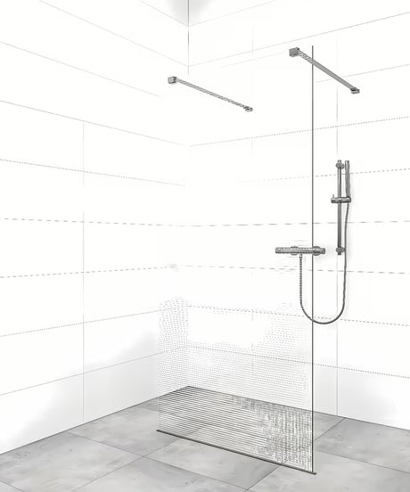 Ramię stabilizujące SAT Walk-In z powłoką PVD w kolorze gun-metal pro walk-in do ścianki prysznicowej.