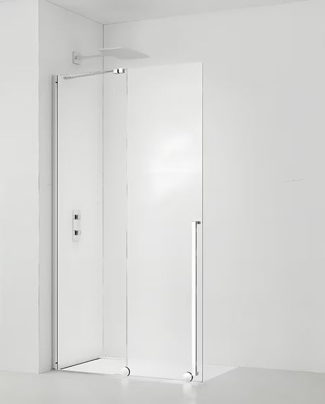 Ścianka prysznicowa Walk‑in- SAT Xmotion 110 cm w chromie z przezroczystym szkłem i systemem przesuwnym