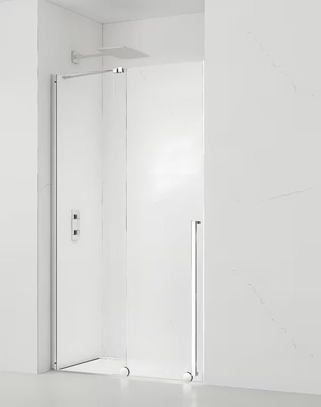 Drzwi prysznicowe wnękowy SAT Xmotion 110 cm w połyskującym chromie z przezroczystym szkłem bezramowym