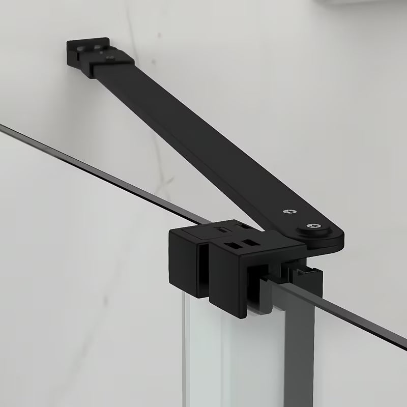 Przesuwne drzwi prysznicowe SAT Xmotion 110 cm w kolorze czarnym, z przezroczystym szkłem, w wersji bezramowej.