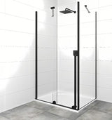 Ścianka prysznicowa Walk‑in- SAT Walk-In Xmotion 110x90 cm w czarnym wykończeniu, z przezroczystym szkłem