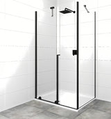 Ścianka prysznicowa Walk‑in- SAT Walk-In Xmotion 110x90 cm w czarnym wykończeniu, z przezroczystym szkłem