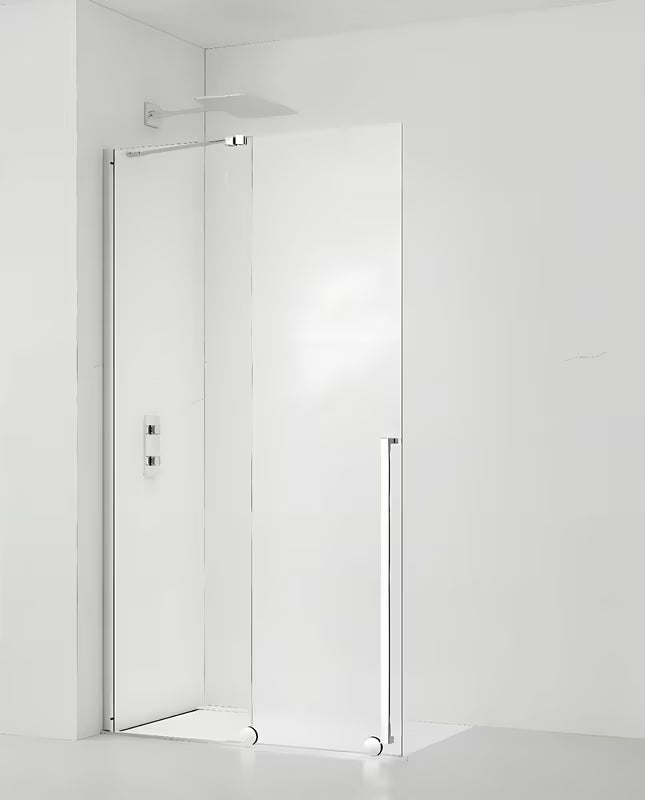 Ścianka prysznicowa walk‑in- SAT Xmotion 120 cm w chromie z przezroczystym szkłem i systemem przesuwnym