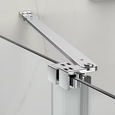 Drzwi prysznicowe SAT Xmotion 140 cm w błyszczącym chromie, z przezroczystym szkłem i drzwiami przesuwnymi