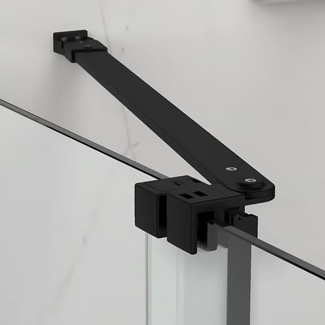 Kabina prysznicowa prostokątna SAT Xmotion 140x80 cm w czarnym wykończeniu, z przezroczystym szkłem i systemem przesuwnym.