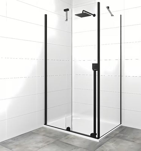 Kabina prysznicowa SAT Xmotion 140x90 cm w czarnym wykończeniu, z przezroczystym szkłem i drzwiami przesuwnymi