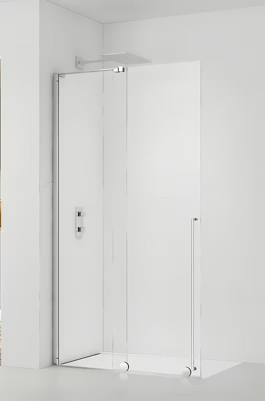Parawan prysznicowy SAT Walk-In Xmotion Walk-In 100 cm w błyszczącym chromie, ze szkłem transparentnym
