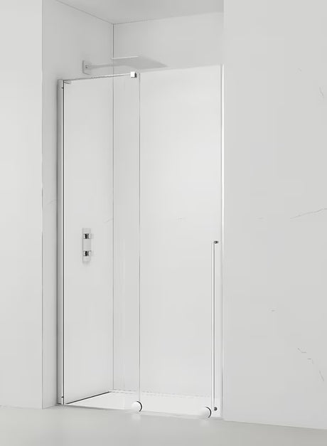 Drzwi prysznicowe wnękowa SAT Walk-In Xmotion 110 cm w błyszczącym chromie, z przezroczystym szkłem i systemem przesuwnym