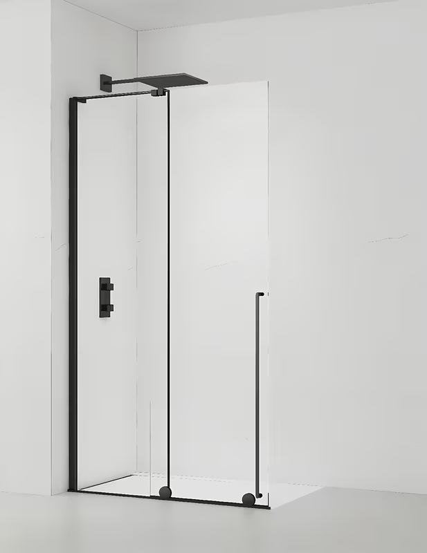 Przesuwna ścianka prysznicowa walk‑in- SAT Walk-In Xmotion 120 cm w kolorze czarnym z przezroczystym szkłem