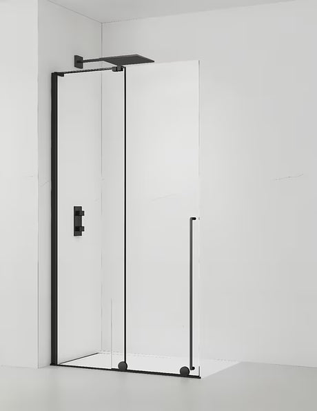 Przesuwna ścianka prysznicowa walk‑in- SAT Walk-In Xmotion 120 cm w kolorze czarnym z przezroczystym szkłem