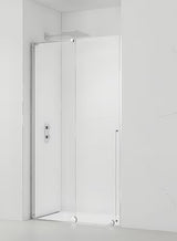 Drzwi prysznicowe SAT Walk-In Xmotion do wnęki 140 cm w błyszczącym chromie, z przezroczystym szkłem i systemem przesuwnym