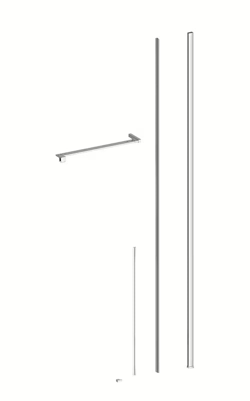 Kabina prysznicowa SAT Walk-In Xmotion 140x100 cm z drzwiami przesuwnymi, przezroczystym szkłem i błyszczącym chromem.