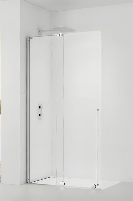 Kabina prysznicowa SAT Walk-In Xmotion Walk-In 90 cm w błyszczącym chromie, z przezroczystym szkłem i systemem przesuwnym