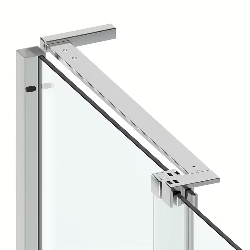 Kwadratowa kabina prysznicowa SAT Walk-In Xmotion 90 x 90 cm z drzwiami przesuwnymi i przezroczystym szkłem, w błyszczącym chromie.