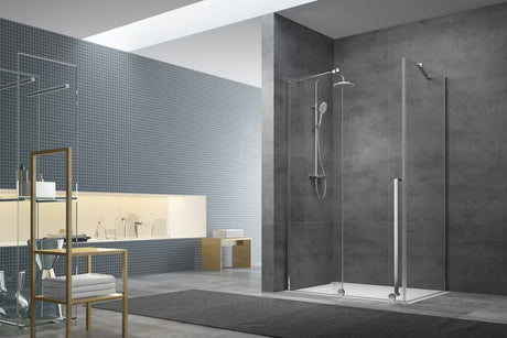 Ścianka boczna do drzwi prysznicowych SAT Walk-In Xmotion 87,5 cm w połyskującym chromie z przezroczystym szkłem
