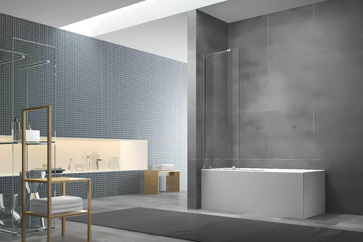 Parawan nawannowy SAT Walk-In Xmotion 150 cm w chromie z elementem przesuwnym i powłoką Easy Clean