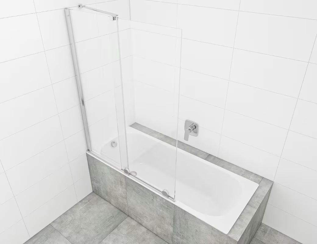 Parawan nawannowy SAT Walk-In Xmotion 150 cm w chromie z elementem przesuwnym i powłoką Easy Clean