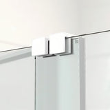 Parawan nawannowy SAT Walk-In Xmotion 150 cm z przezroczystym szkłem i białymi profilami