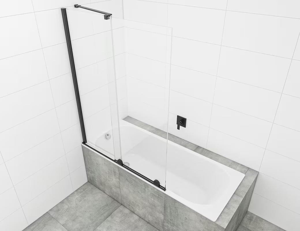 Przesuwna parawan nawannowy SAT Walk-In Xmotion z przezroczystym szkłem i czarnymi profilami