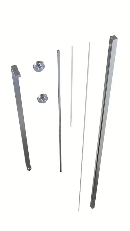 Zestaw montażowy pro walk-in SAT Walk-In Xmotion w chromie z profilem, uchwytem, prowadnicami i rolkami