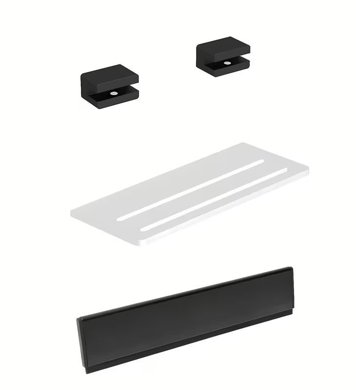 Zestaw akcesoriów łazienkowych SAT X-Way z półką, uchwytami i ściągaczką do szkła w spójnym designie
