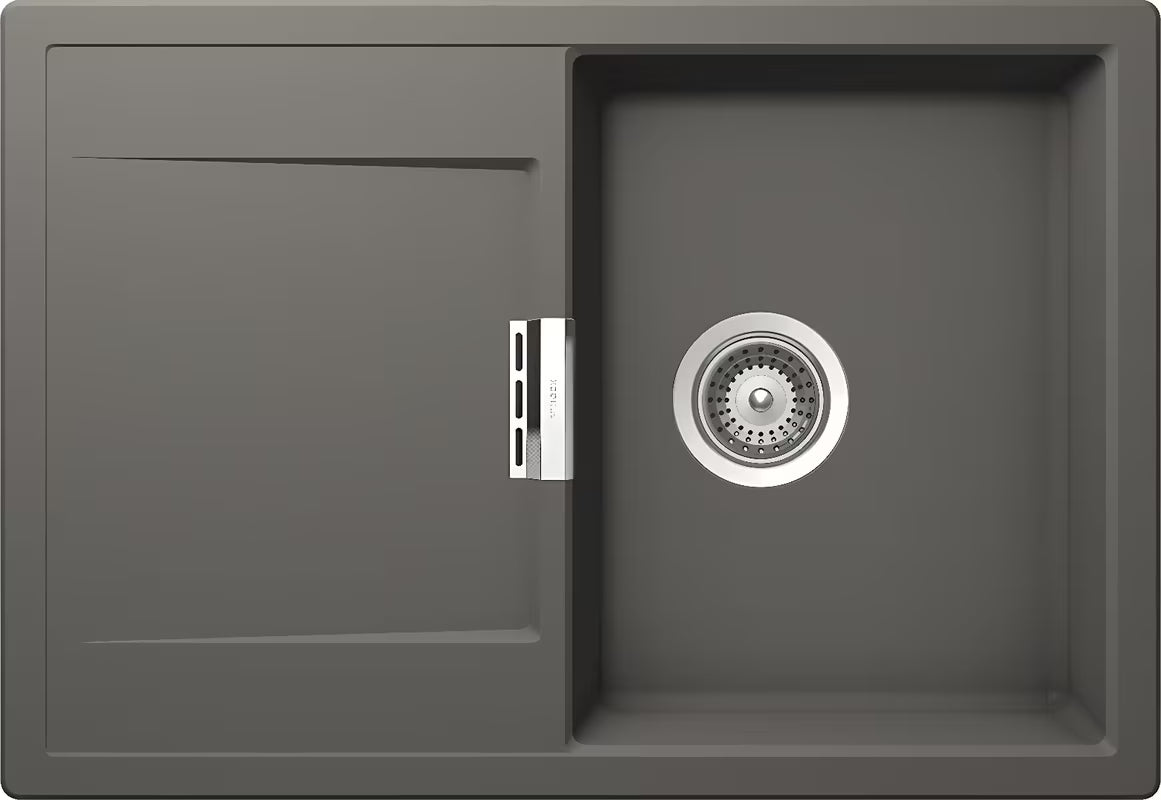 Granitowy zlewozmywak  Schock Mono D100 z ociekaczem w kolorze silverstone pro, montaż na blat roboczy.