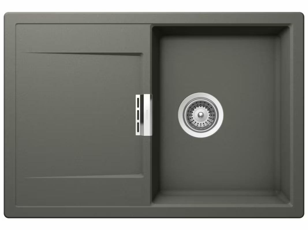 Granitowy zlewozmywak  Schock Mono D100S z ociekaczem w kolorze stone pro montaż na blat roboczy.