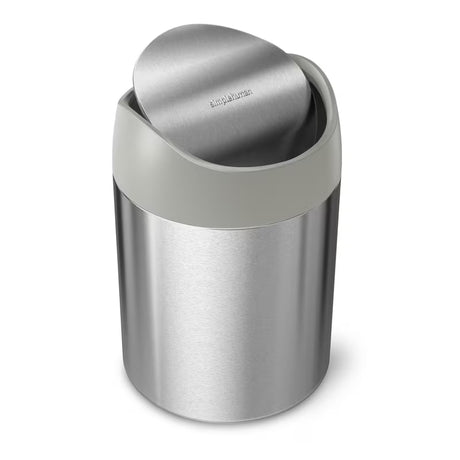 Nablatowy mini kosz na śmieci Simplehuman Mini bin ze szczotkowanej stali nierdzewnej z obrotową pokrywą
