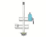 Prysznicowa półka Simplehuman Shower caddy ze stali nierdzewnej z przesuwnymi półkami i przyssawkami pro stabilnego mocowania.