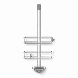 Prysznicowa półka Simplehuman Shower caddy ze stali nierdzewnej z przesuwnymi półkami i przyssawkami pro stabilnego mocowania.