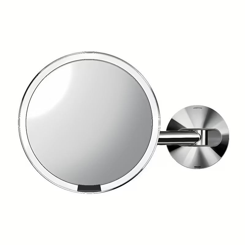 Ścienne lusterko kosmetyczne Simplehuman Wall z oświetleniem Tru-lux LED w wykończeniu polerowana stal.