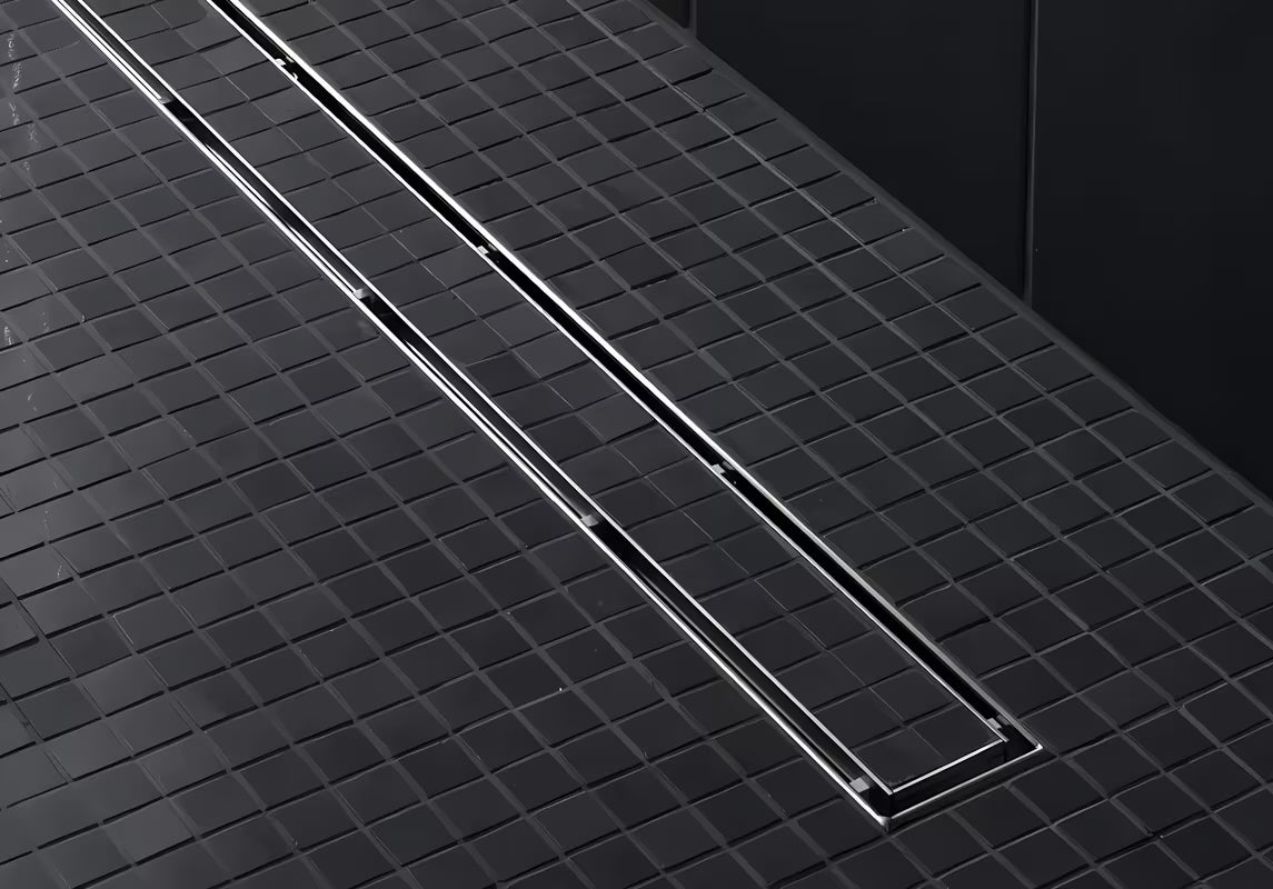 Stalowy ruszt Tece Drainline plate II pro do wklejenia płytki do odpływu liniowego z polerowanymi krawędziami