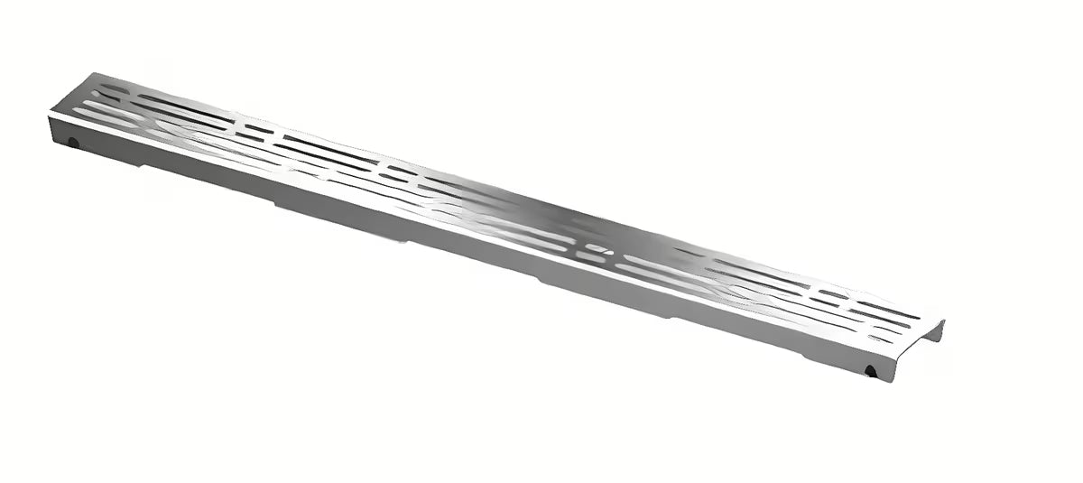 Designowy ruszt Tece Drainline ze szczotkowanej stali nierdzewnej w dekorze basic pro odpływ liniowy