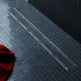 Tece Drainline prosty stalowy ruszt plate pro do wklejenia płytki z polerowanymi widocznymi krawędziami