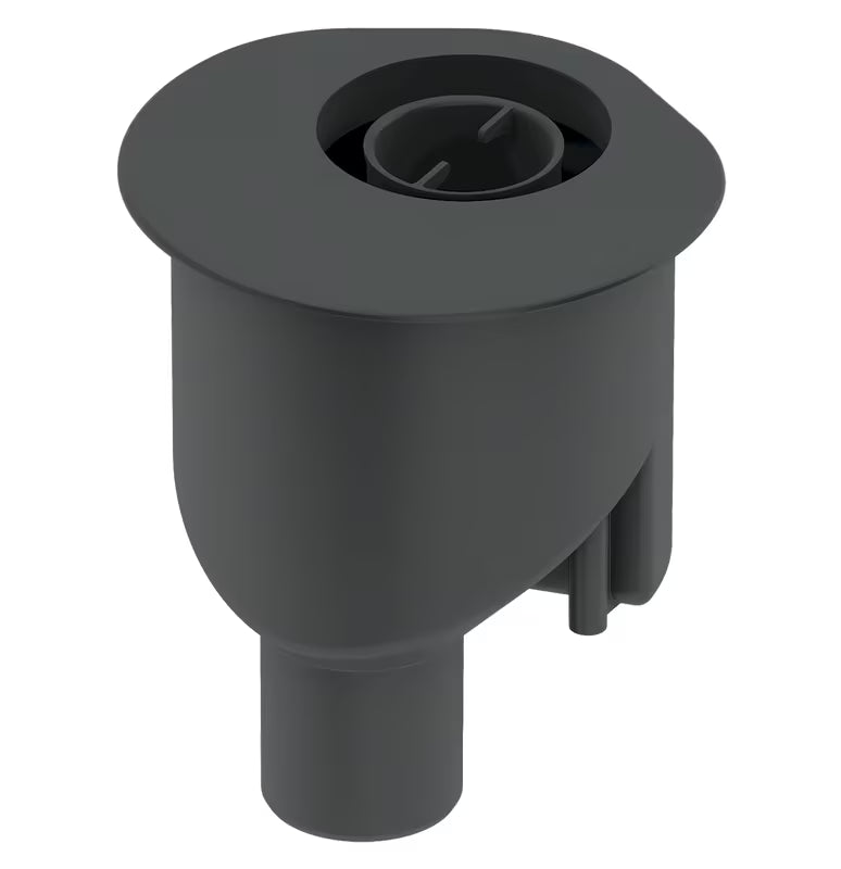 Pionowy syfon Tece Drainline pro odpływ liniowy z odpływem bocznym DN 50 i wyjmowanym syfonem.