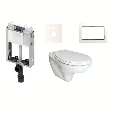 Zestaw WC podtynkowy Vidima S-Line Pro ze zbiornikiem podtynkowym TECE i białym przyciskiem spłukującym