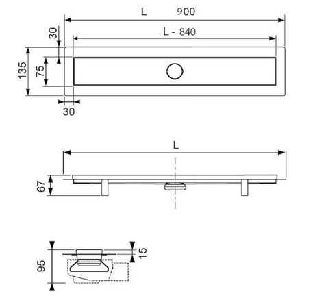 Tece Linus odpływ liniowy 90 cm z rusztem pro do wklejenia płytki w wykończeniu chrome