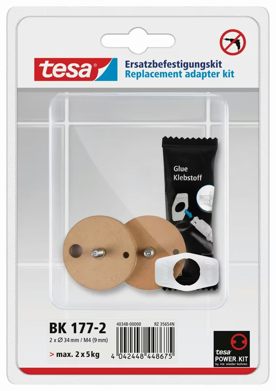 Zapasowe adaptery klejące tesa Power.Kit pro akcesoria łazienkowe bez wiercenia, zestaw dwóch sztuk