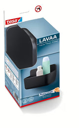 Czarna półka prysznicowa Tesa Lavaa bez wiercenia z systemem klejenia tesa Powerstrips Waterproof