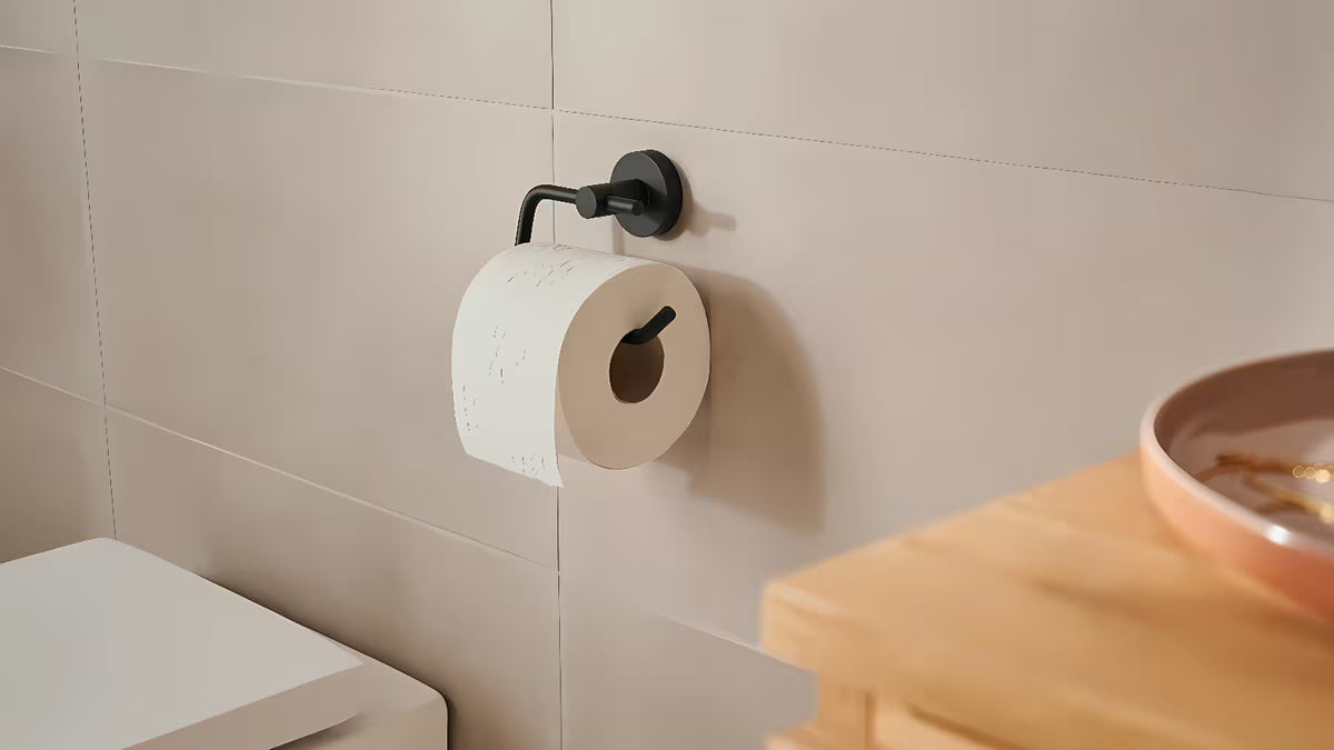 Tesa uchwyt na papier toaletowy bez osłony w szczotkowanym odcieniu hard graphite z montażem bez wiercenia
