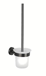 Tesa SZCZOTKA do Wc w szczotkowanym hard graphite z montażem bez wiercenia Power.Kit i matowym szklanym pojemnikiem