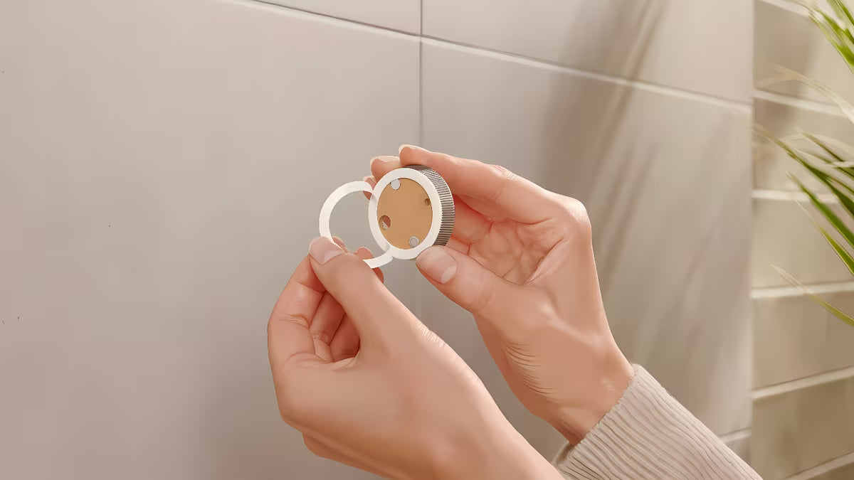 Brązowy ścienny haczyk Tesa z montażem bez wiercenia w technologii Power.Kit