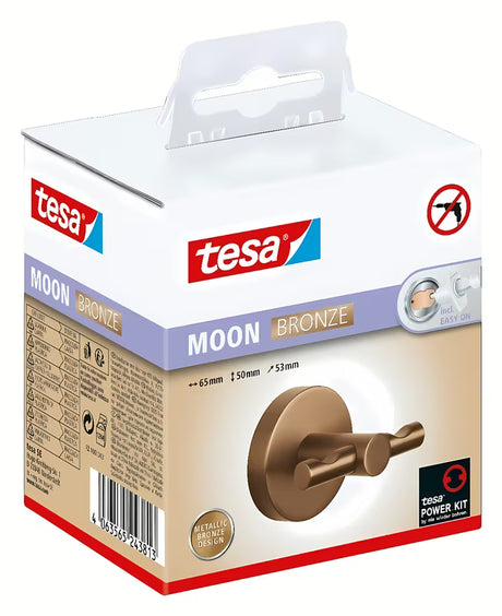 Brązowy haczyk na szlafrok Tesa z montażem bez wiercenia w technologii tesa Power.Kit