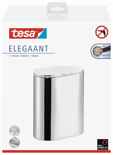 Chromowany kosz na śmieci Tesa Elegaant z pokrywą soft Close i montażem bez wiercenia